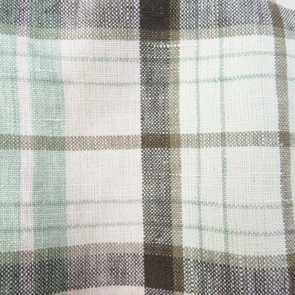 Hermes Paola 100% Linen Logo Embroidery Checkered Lining Cassock Khaki 57 Made