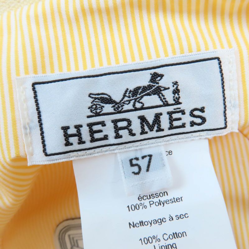 Hermes Calvi 100% Cotton Serie Hardware Bucket Hat Yellow 57 Made In France