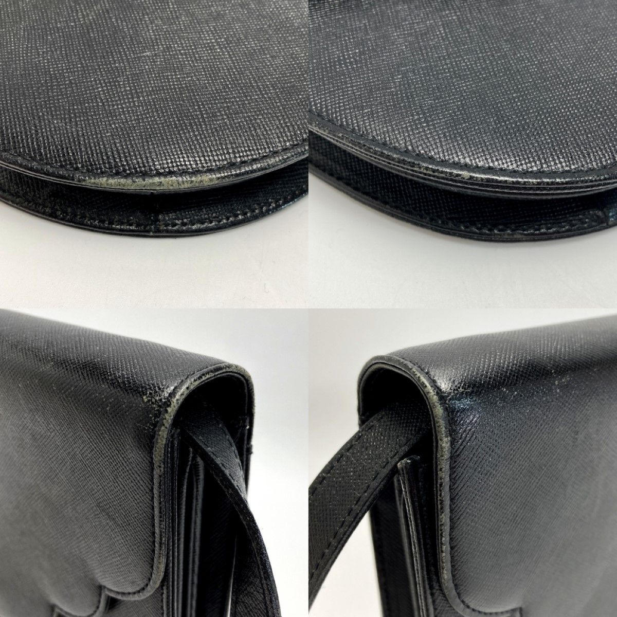 Yves Saint Laurent YSL Logo Shoulder Bag Black Leather Vintage