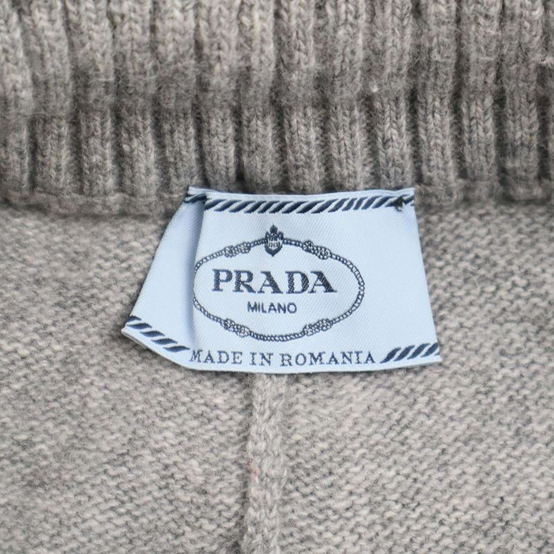 Prada Wool X Cashmere Logo Embroidered Knit Easy Pants 22235 R212 1z80 Gray 40