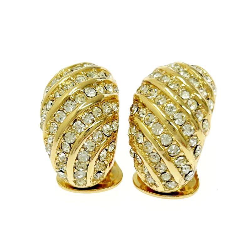 Christian Dior GP Rhinestone Earrings Gold 418702 Earrings