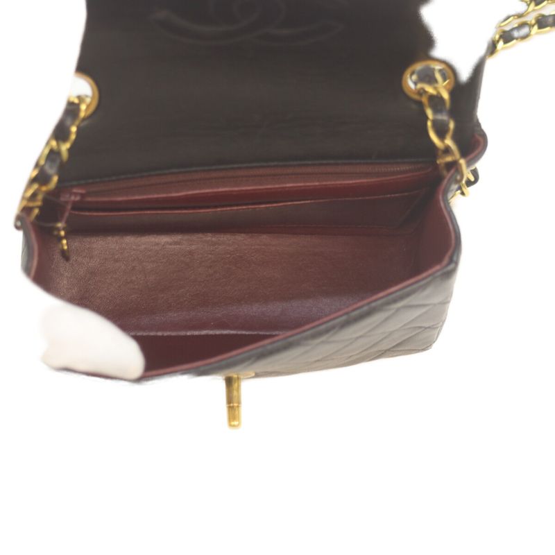 Chanel No 3 Black Lambskin Ghardware Mini Matelasse 17 Chain Shoulder Bag Black