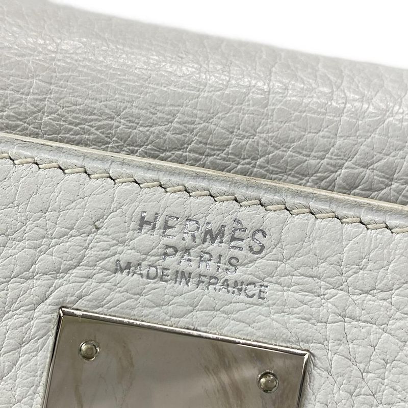 Hermes Handbag Kelly 32 White And Ivory Internal Stitching/silver Hardware