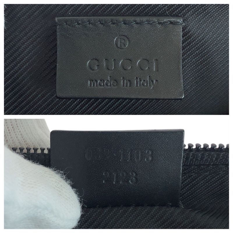 Gucci Black Silver Hardware GG Canvas/leather 039 1103 Handbag Accessory Pouch