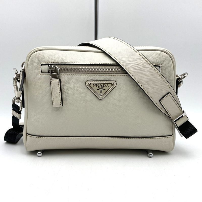 Prada 2vh063 Shoulder Bag Saffiano White Leather Women Men Fashion