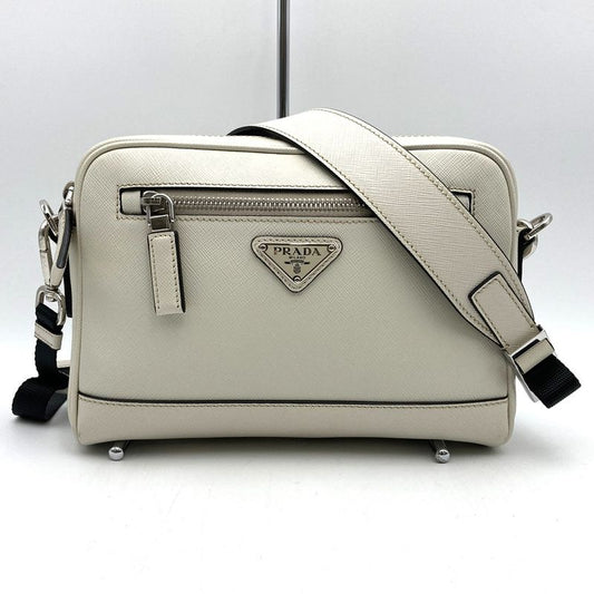 Prada 2vh063 Shoulder Bag Saffiano White Leather Women Men Fashion
