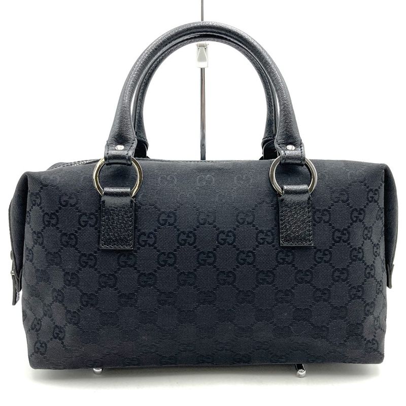 Gucci 113009 Handbag Black GG Canvas/leather Ladies Men Fashion Branded High