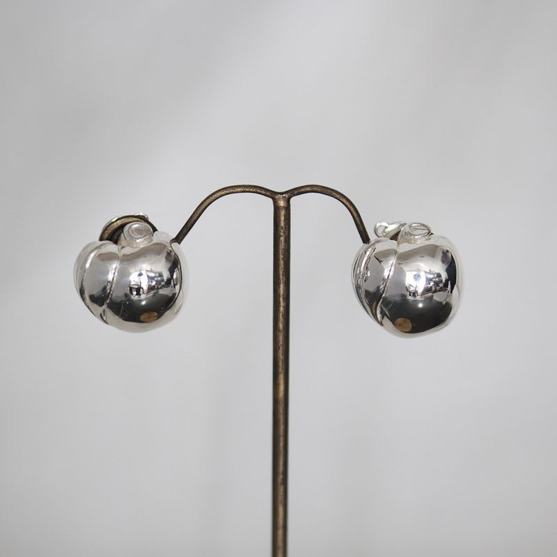 Hermes Apple Motif Earrings Silver 925 Vintage E1397