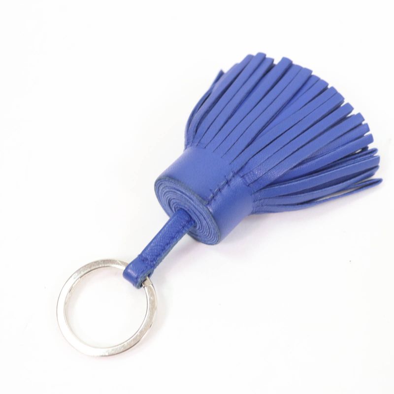 Hermes Carmen Silver Hardware Añomiro Key Ring Bag Charm Blue Electric