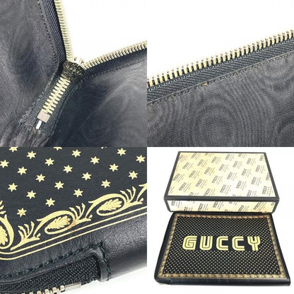Gucci Clutch Bag Sega Collaboration Guccy Logo 523441 Leather Black