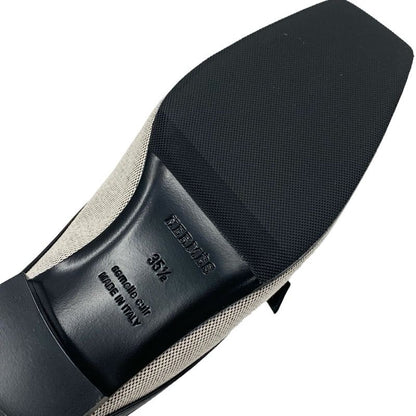 Hermes Groupie Flat Shoes Canvas Leather Black Unused Mule Slipper Sandals