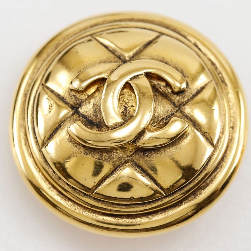 Chanel Coco Mark Matelasse Vintage Gold Plated Ladies 31g Earrings