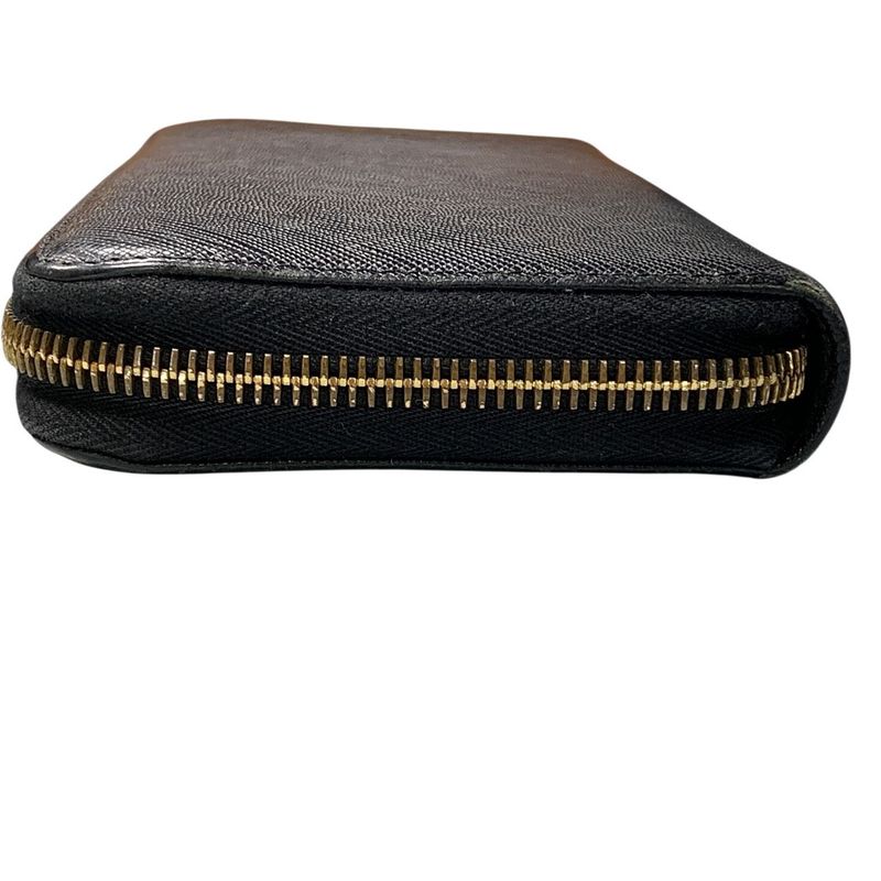 3347 Prada Saffiano Metal Saffiano Metal Round Zipper Long Wallet 1ml506 Black