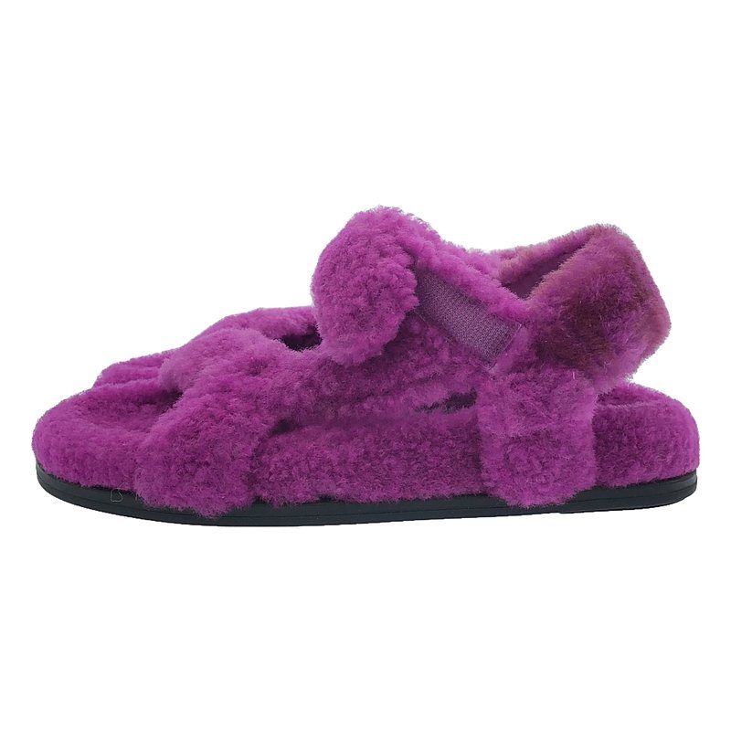Fendi - Sheep Fur Boa Sandal Zucca Boa Sandal - 35 1 2 - Purple - Women's