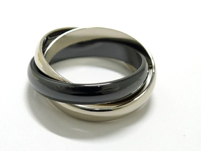 Cartier Trinity Ring 750wg 18K White Gold WHY Togo Old Ceramic Size 53 Approx