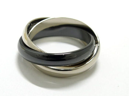 Cartier Trinity Ring 750wg 18K White Gold WHY Togo Old Ceramic Size 53 Approx