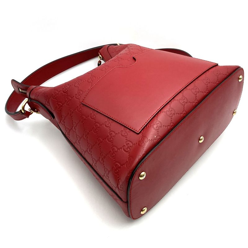 Gucci 414930 Shoulder Bag Handbag 2way Hobo Guccissima Leather Red Women