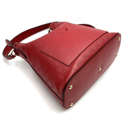 Gucci 414930 Shoulder Bag Handbag 2way Hobo Guccissima Leather Red Women