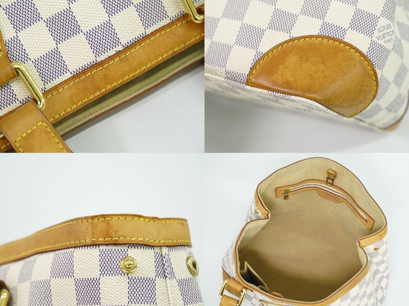 Authentic Louis Vuitton LV Hampstead PM Damier Azure Tote Handbag White N51207
