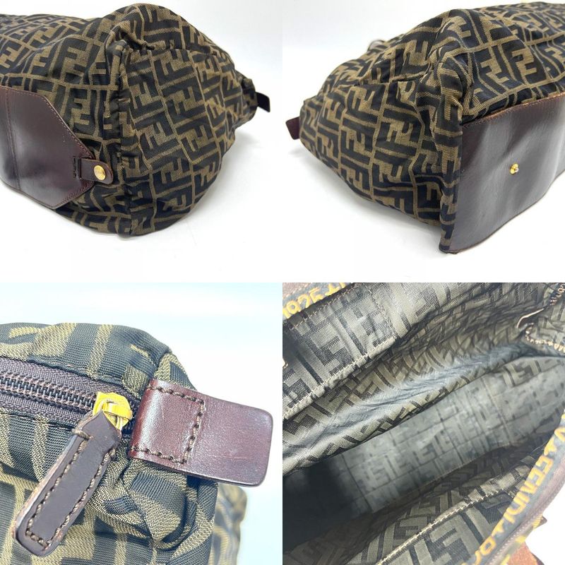 Fendi Tote Bag Zucca Pattern Leather / Canvas Brown