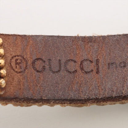 Gucci Double G Leather × Rhinestone × GP Bracelet Gold Made In Italy