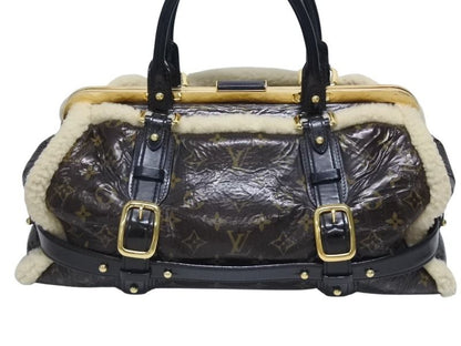 Louis Vuitton Monogram Shearling Storm Handbag Brown Patent Leather Sheepskin — view 3