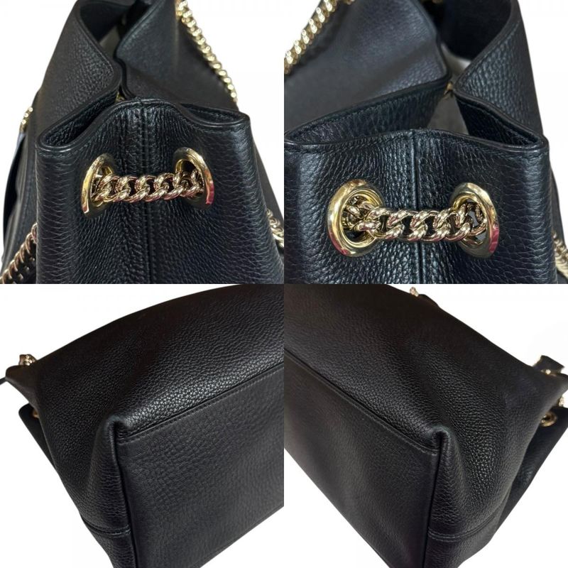 Gucci Soho Shoulder Bag Leather 536196 Black Ladies Gucci  Gucci