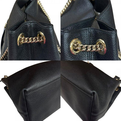 Gucci Soho Shoulder Bag Leather 536196 Black Ladies Gucci  Gucci