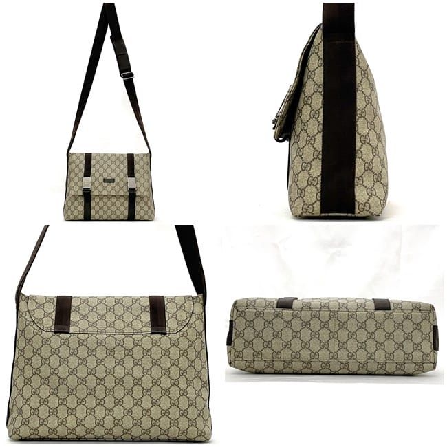 Gucci Shoulder Bag Beige Brown GG Supreme 122373