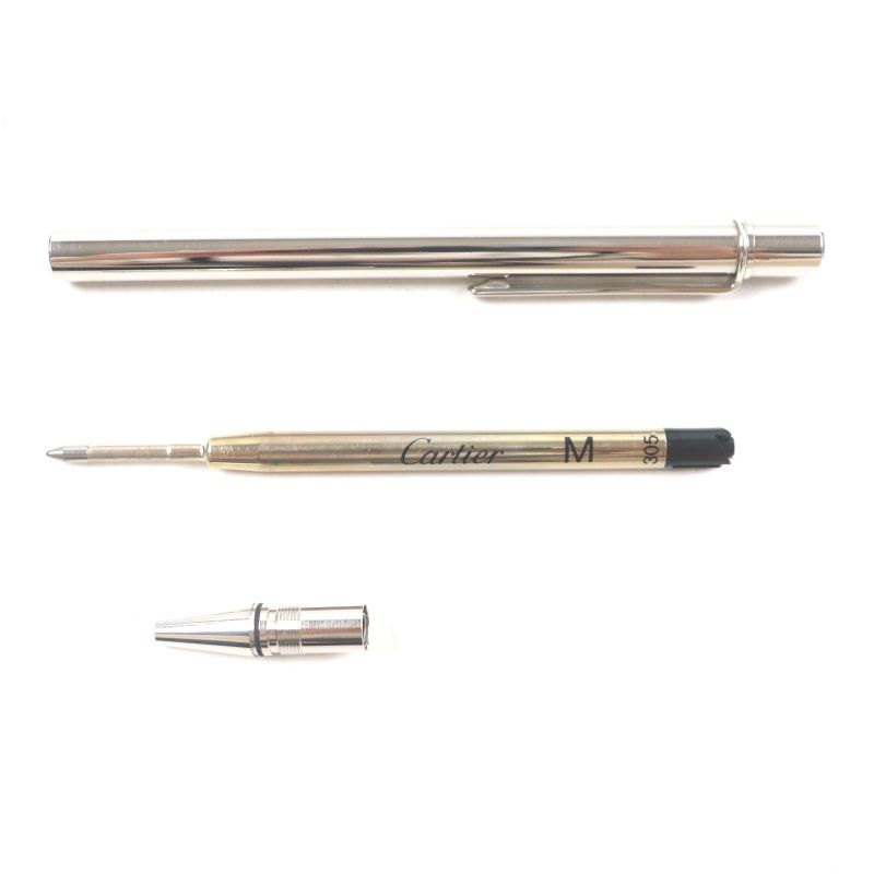 Cartier Must De Cartier Ballpoint Pen With Logo Engraving Twist Closure Silver
