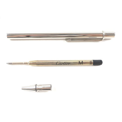 Cartier Must De Cartier Ballpoint Pen With Logo Engraving Twist Closure Silver