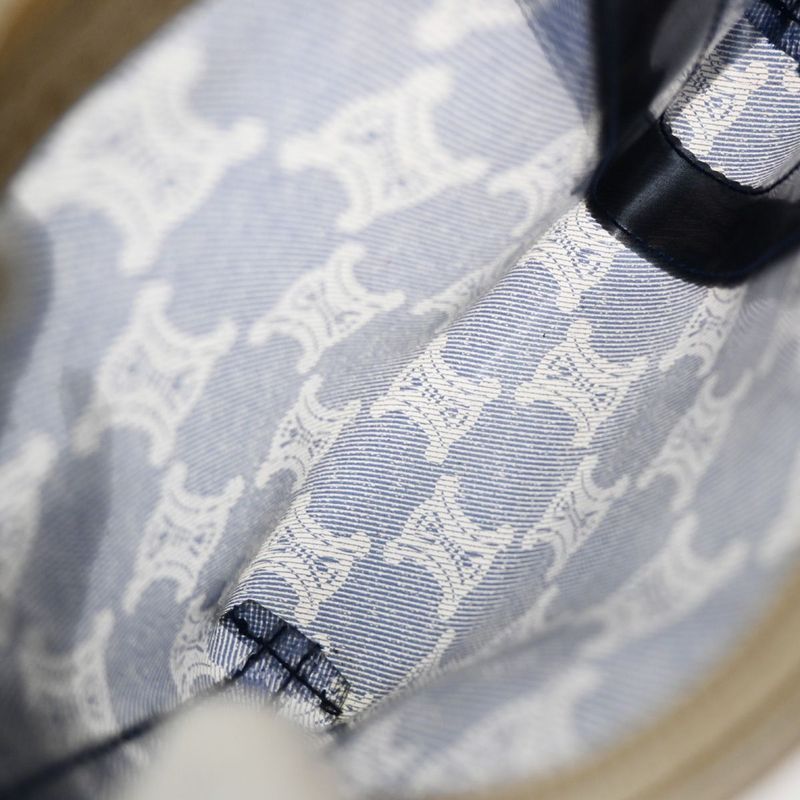 Celine Shoulder Bag Macadam Vinyl Leather Blue Brown 38ka973