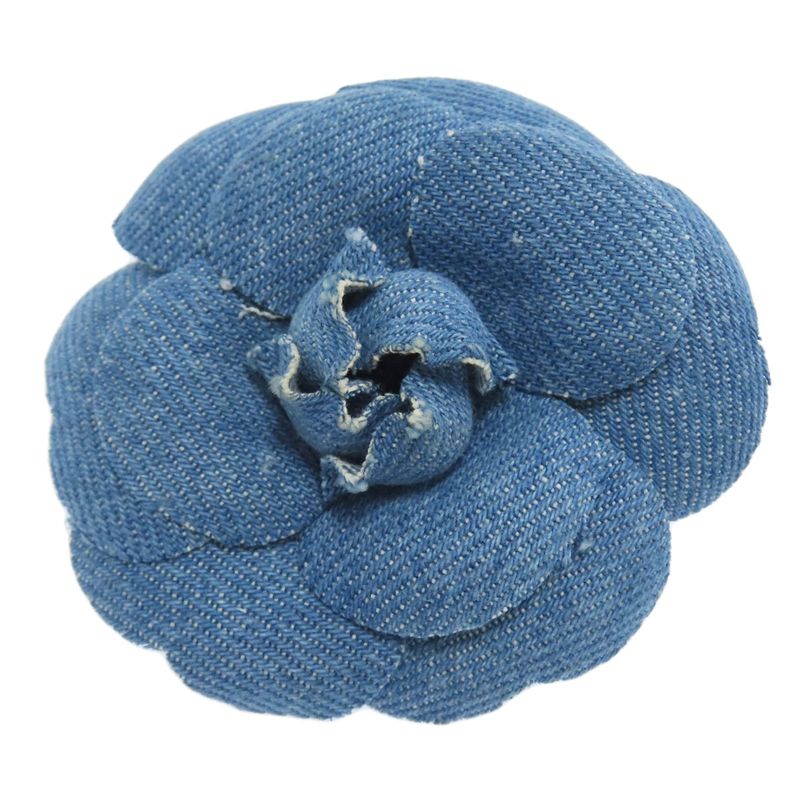 Chanel Corsage Camellia Brooch Denim Metal Women