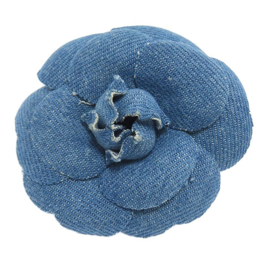 Chanel Corsage Camellia Brooch Denim Metal Women