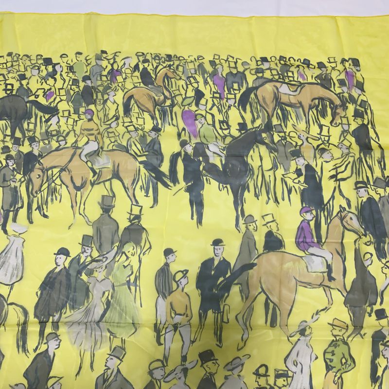 Hermes Carre 140 Paddock Yellow Large Scarf 100% Silk