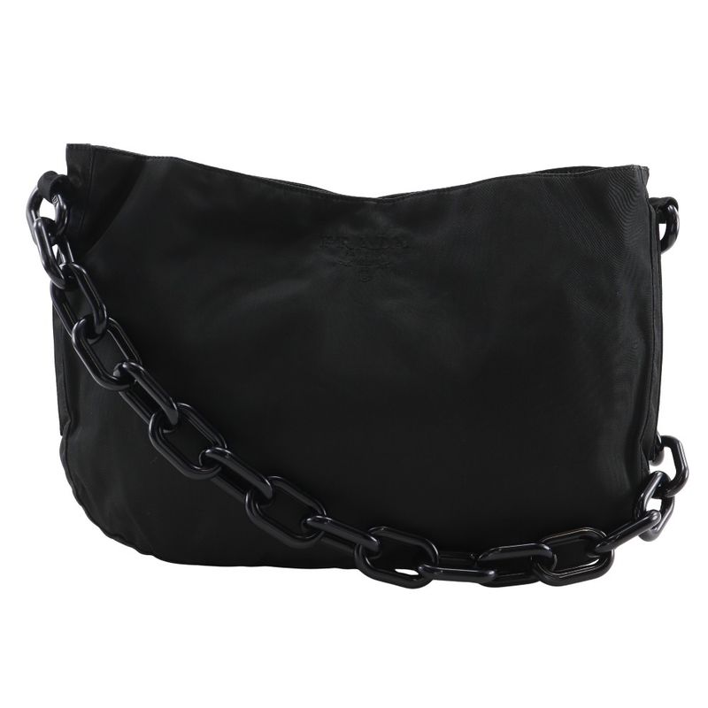 Prada Chain Shoulder B6431 Nylon And Plastic NERO Black Ladies Shoulder Bag