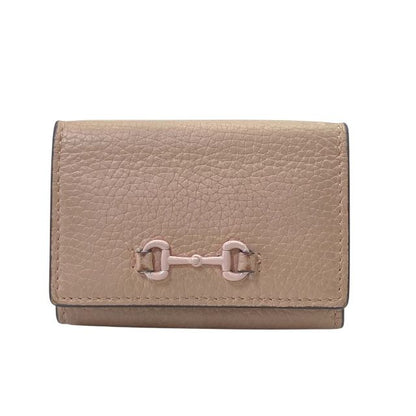 Gucci 745988 Horsebit Trifold Wallet Compact Wallet Leather Pink Logo Pink