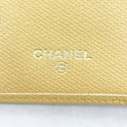 Chanel Long Wallet Coco Button Leather Beige Gold Hardware Women