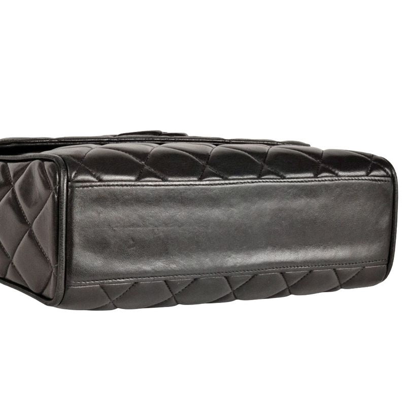 Chanel Matelasse Leather Shoulder Bag Lambskin Black 2nd Unit Coco Mark