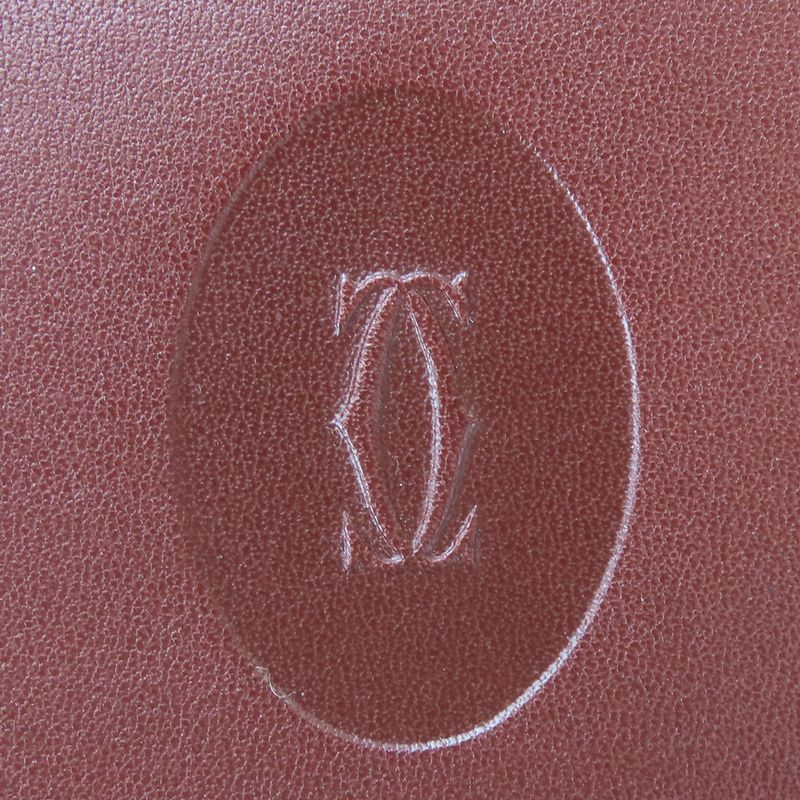 Cartier Bifold Wallet Mustline Calf Bordeaux Gold Hardware With Coin Purse For