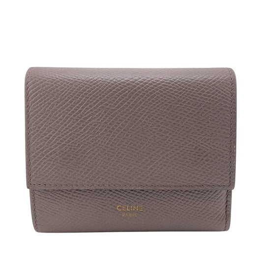 Celine Small Trifold Wallet Branded Coin Purse Bill Grey Ladies