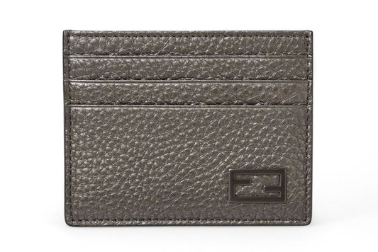 Fendi Card Case Business Card Holder Fendi Leather FF Baguette Motif Metallic
