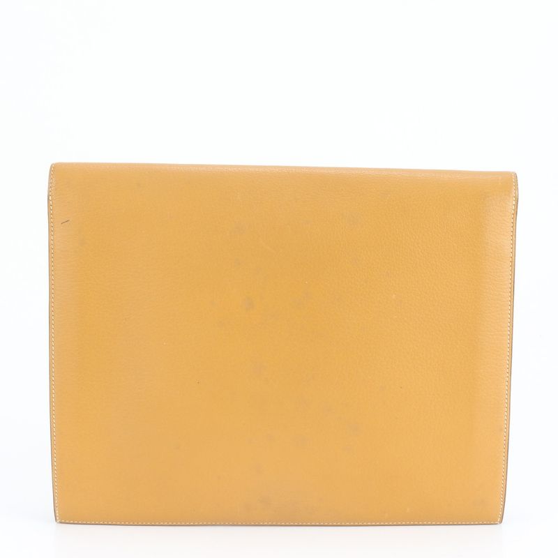 Hermes Phaco Marked O Leather Second Bag Clutch Pouch Commuter Business Beige