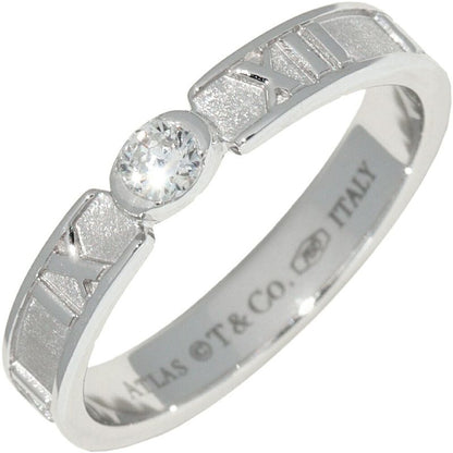Tiffany & Co Ring 18K White Gold Diamond 1P Atlas Closed Ring Narrow Ring