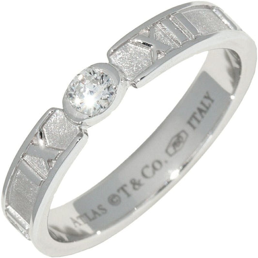 Tiffany & Co Ring 18K White Gold Diamond 1P Atlas Closed Ring Narrow Ring