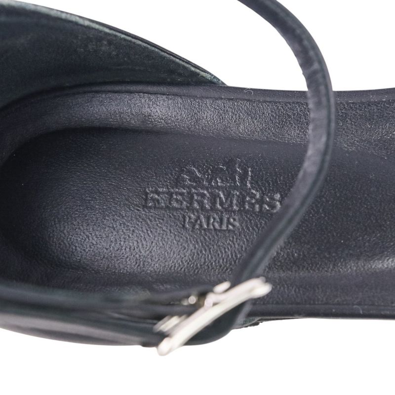 Hermes Desiree Corrie de Chien Ankle Strap Flat Sandals Size 38 About 24.5cm
