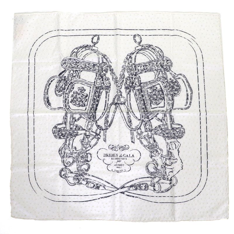 Hermes 983529s Brides De GALA Ceremonial Maitre D' 100% Silk Blanc/noir Carré