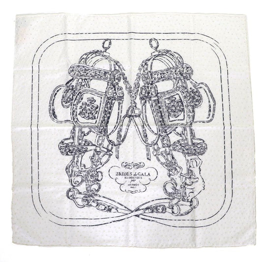 Hermes 983529s Brides De GALA Ceremonial Maitre D' 100% Silk Blanc/noir Carré