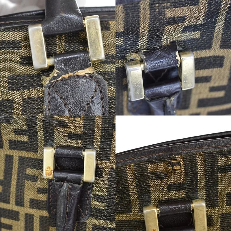 Fendi Handbag Zucca Pattern Brown Leather 62bs172