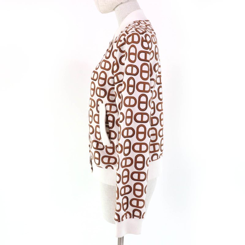 Hermes 24SS 100% Cotton Chaine D'ancre Teddy Blouson Ivory Brown 38 Made In